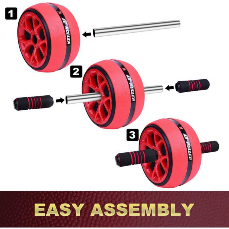 Rueda Para Ejercicios De Abdomen Ab Power Strech Wheel Color Negro Con Rojo  Agarre Profesional