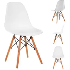 STAY ELIT - Set de 4 sillas tipo eames minimalistas blanco hogar oficina