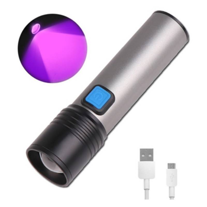 Linterna ultravioleta fuerte de 365 nm, linterna UV, ultravioleta de alta  definición, puerto de carga rápida recargable 18650 USB-C, LED mejorado de