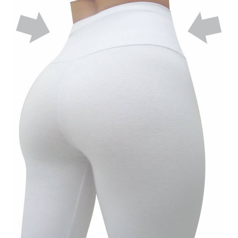 Leggins deportivo control abdomen pantalón mujer color blanco GENERICO