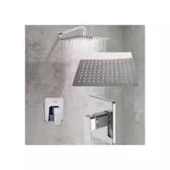 GENERICO - Kit regadera de 25 cm y mezclador ducha monocontrol cuadrado
