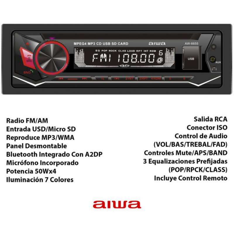 Autoradio bluetooth FM USB Aiwa