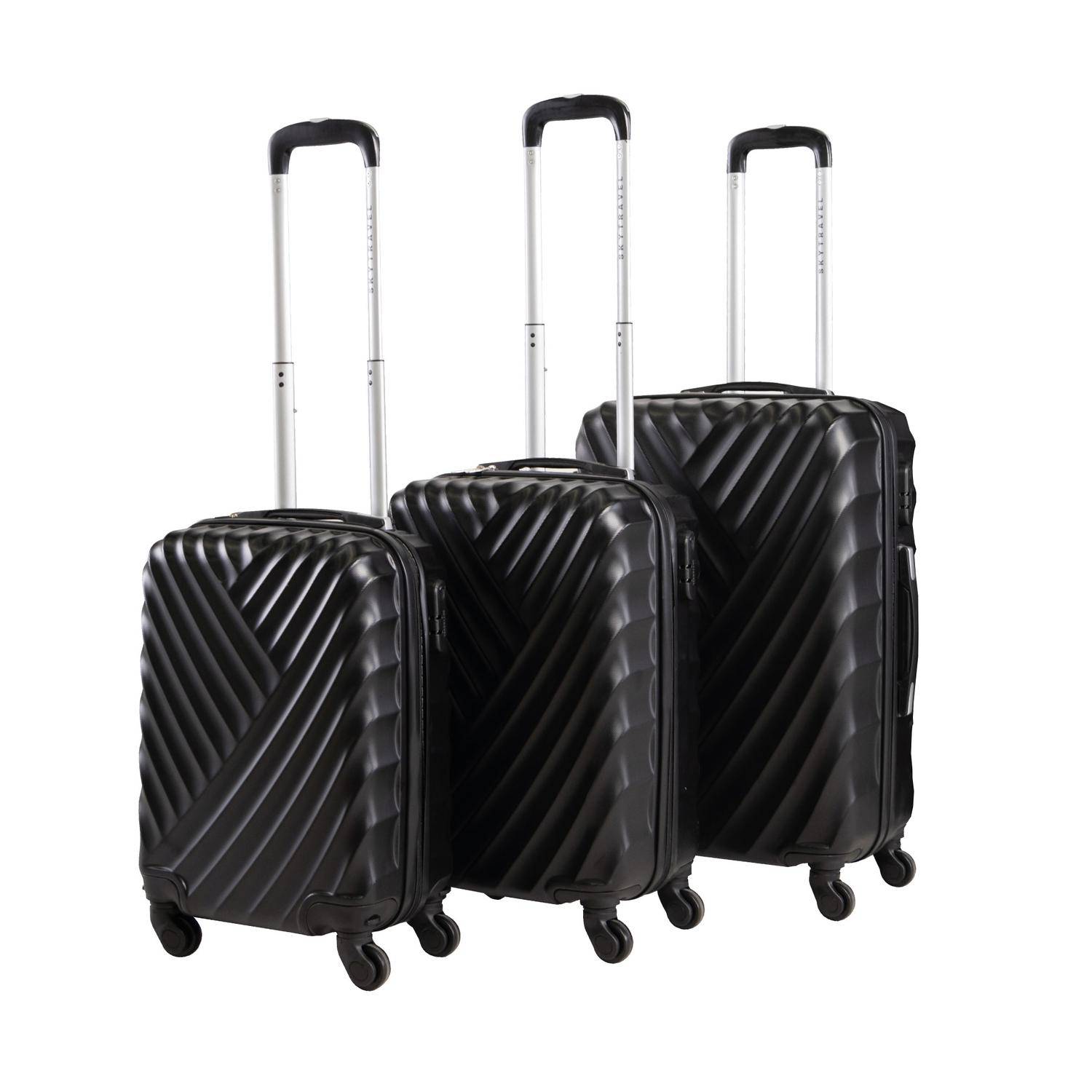 Maleta Viaje Set 3 Maletas Rigidas Ruedas Negro Avion Kit