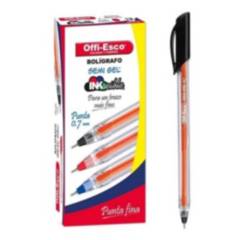 OFFI ESCO - Caja bolígrafos negro semi gel offi-esco 07mm x12 uds