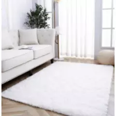 GENERICO - Tapete alfombra - tapete de peluche Blanca  -  150 × 100 cm