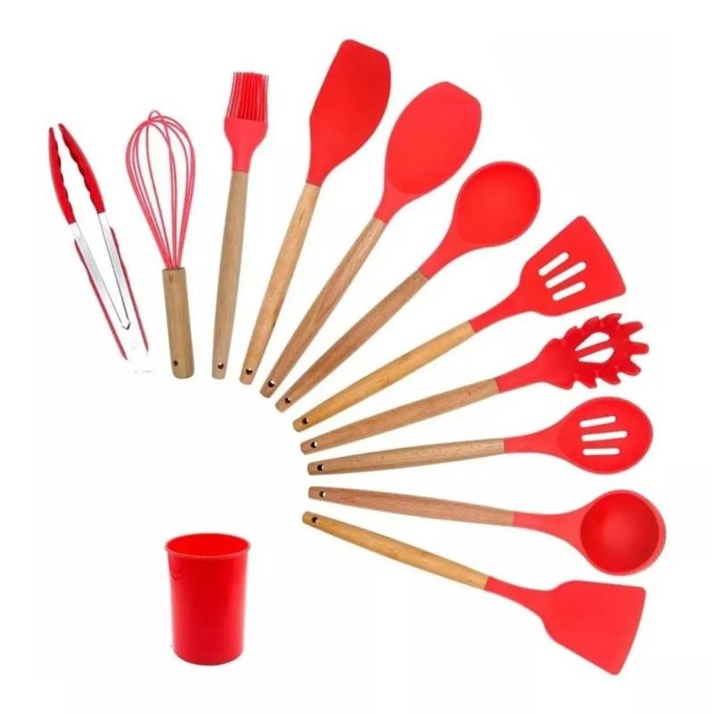 Set 12 Utensilios De Cocina Silicona Resistente Al