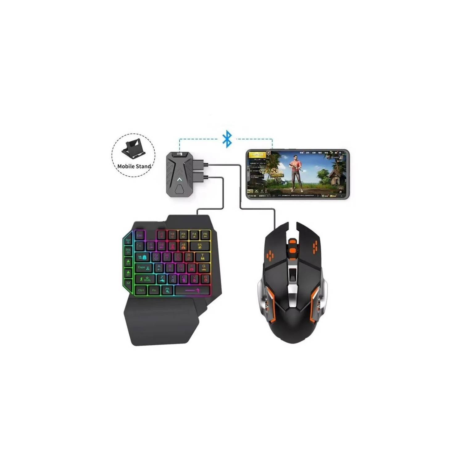Kit Gamer Teclado Para Celular 4 en 1 Mouse + Adapatador + Soporte - Promart