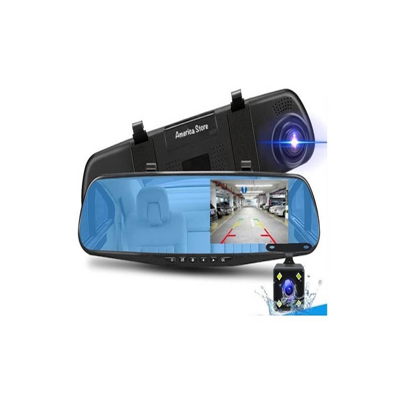 Espejo Retrovisor TV Doble Camara Para Carro FULL HD Vehículo 4.3