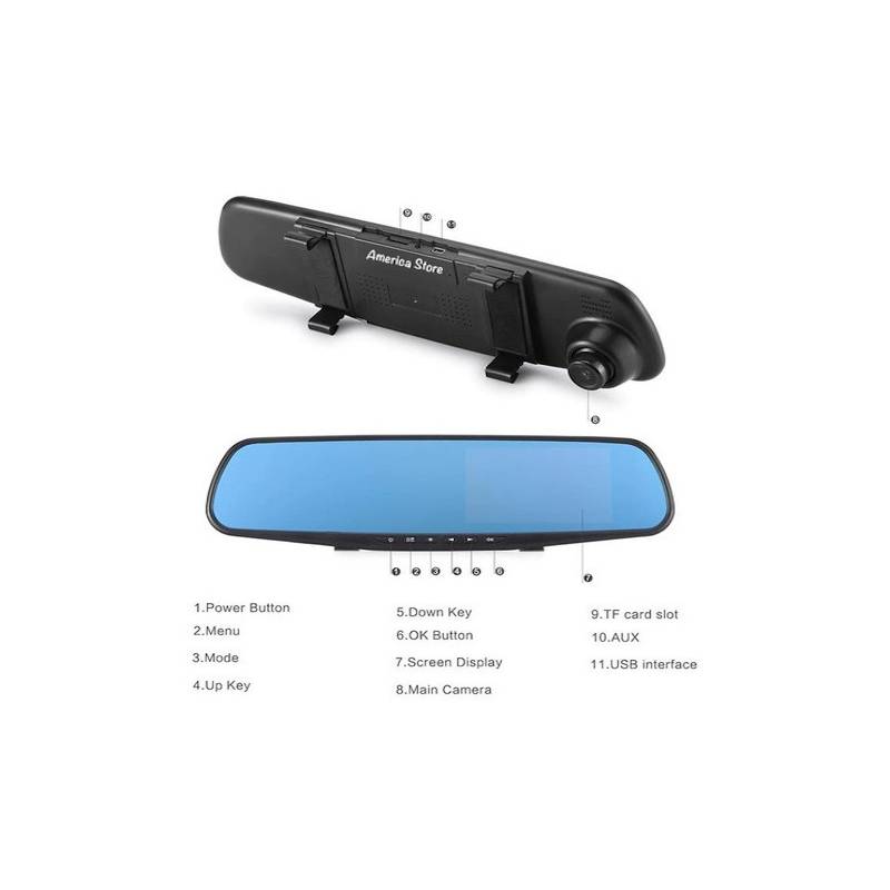 Espejo Retrovisor TV Doble Camara Para Carro FULL HD Vehículo 4.3