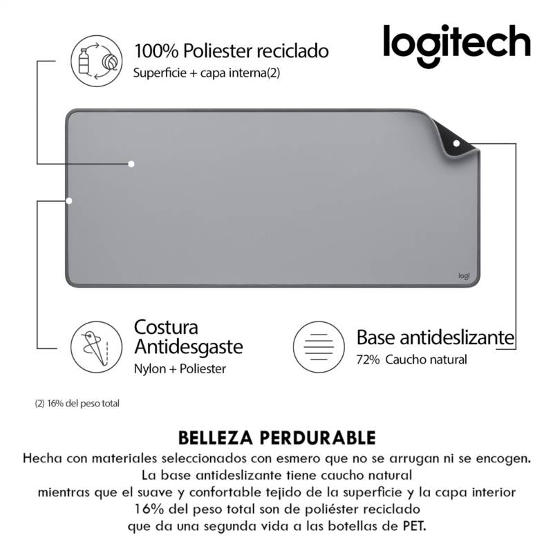 Alfombrilla XL MousePad Logitech Deskmat Gris