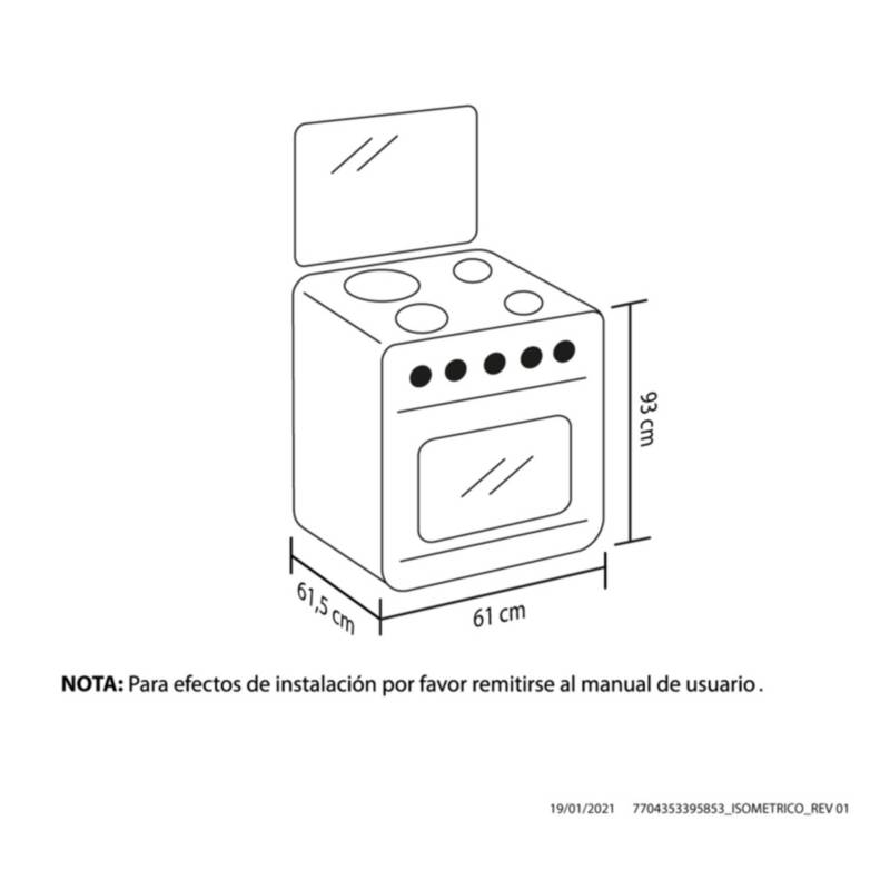 Estufa Orégano Haceb 60 cms inox gas propano - Haceb