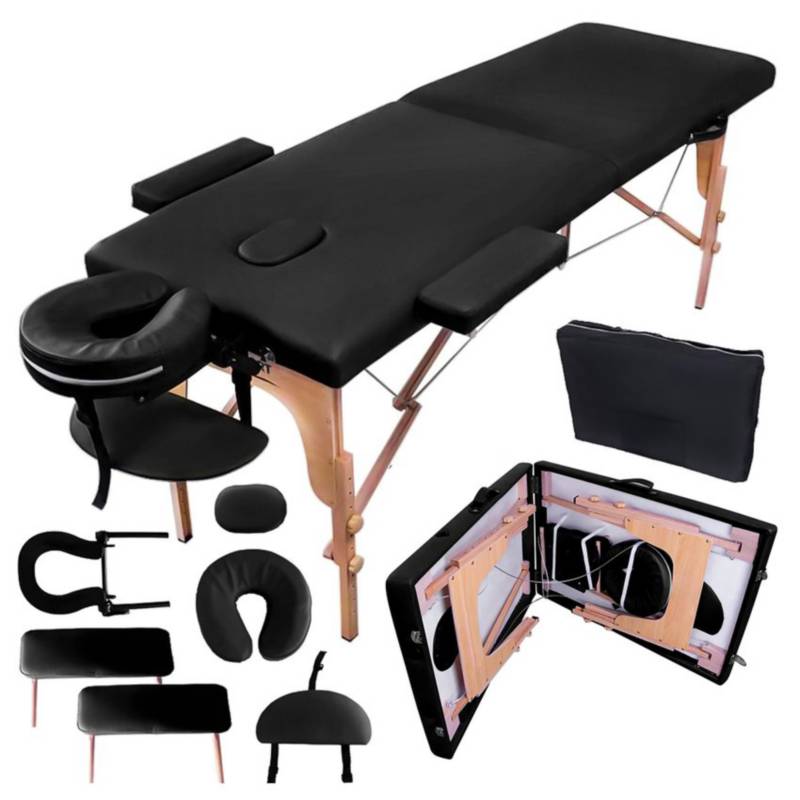 Camilla para masaje plegable portátil y reclinable color negro lenivé STAY  ELIT