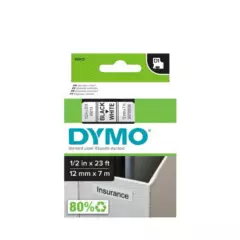 DYMO - Etiqueta plástica Dymo D1 12mm texto negro fondo blanco