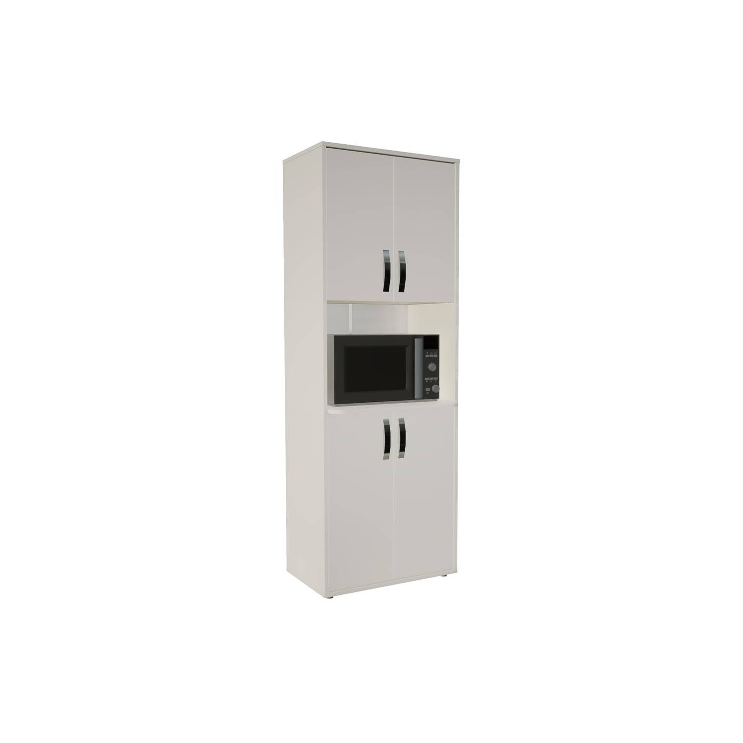 Mueble Microondas Bajo + Meson Cocina Ruedas - Blanco/duna