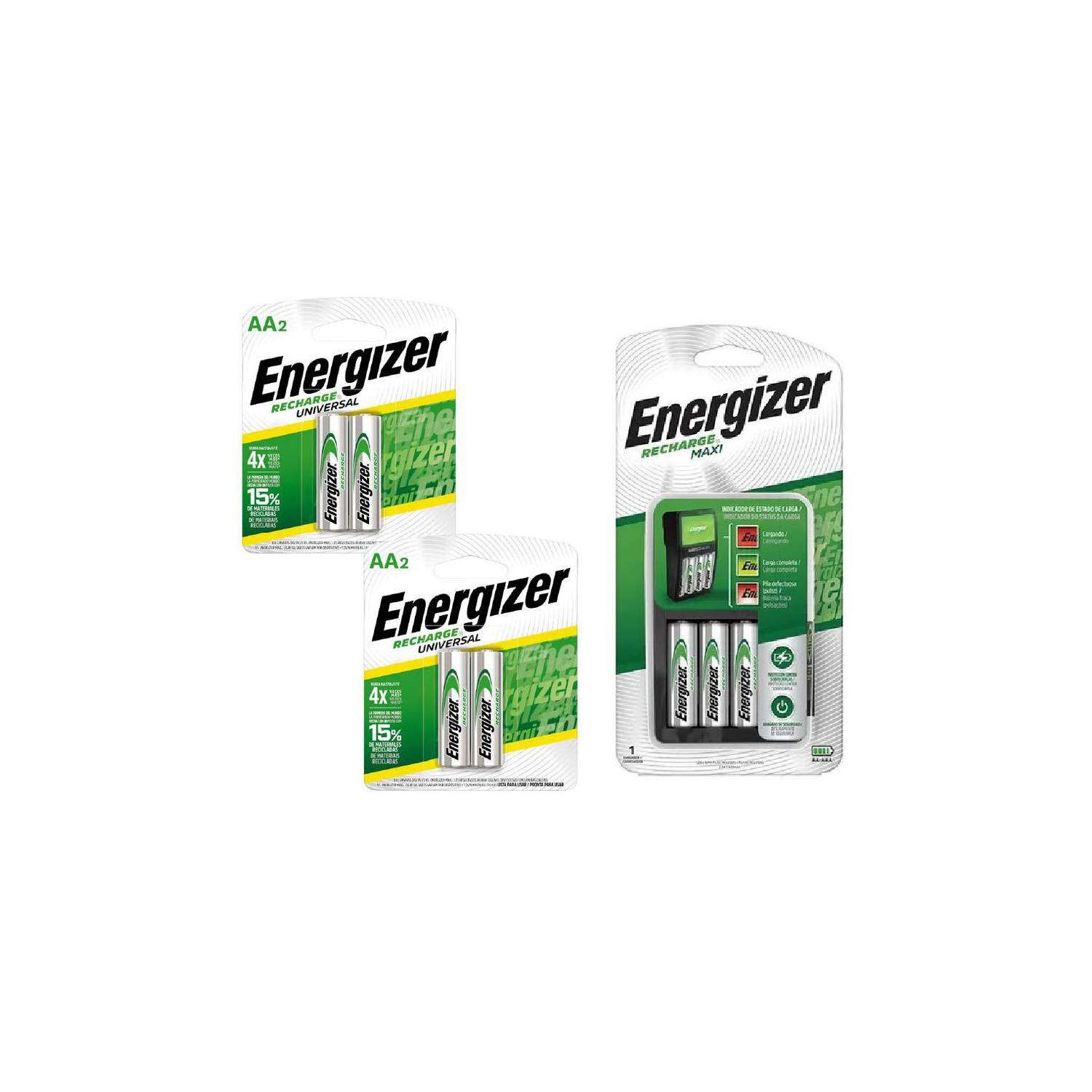 Cargador De Pilas Energizer Maxi + 4 Pilas Recargables Aa