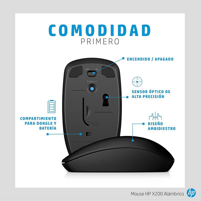 Mouse Inalámbrico HP X200 Negro HP