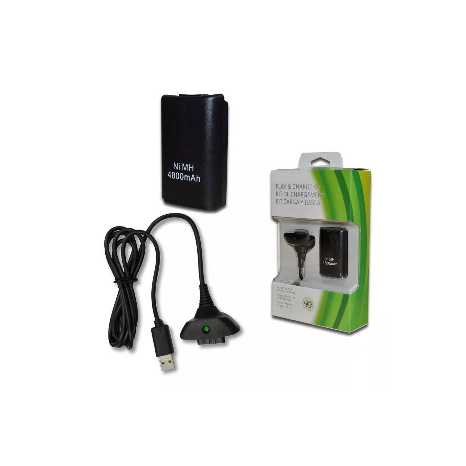 Unitec Kit Batería Juega y Carga Xbox 360 Negro 4800Ni-mh –