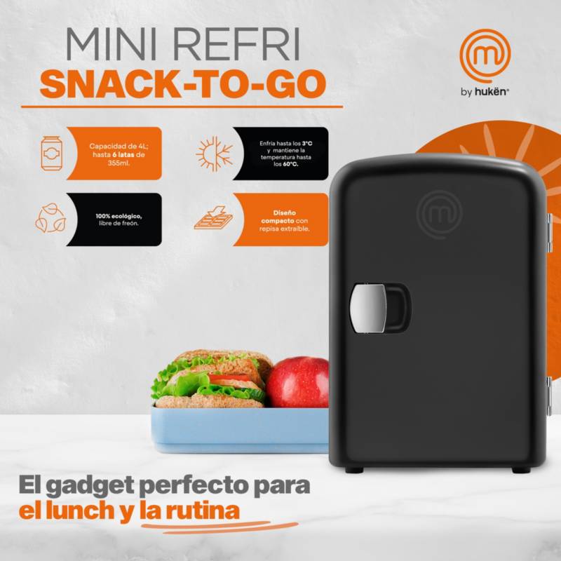 Mini Nevera Snack-To-Go 4 Litros Negro MasterChef® by Hukën®. MASTERCHEF