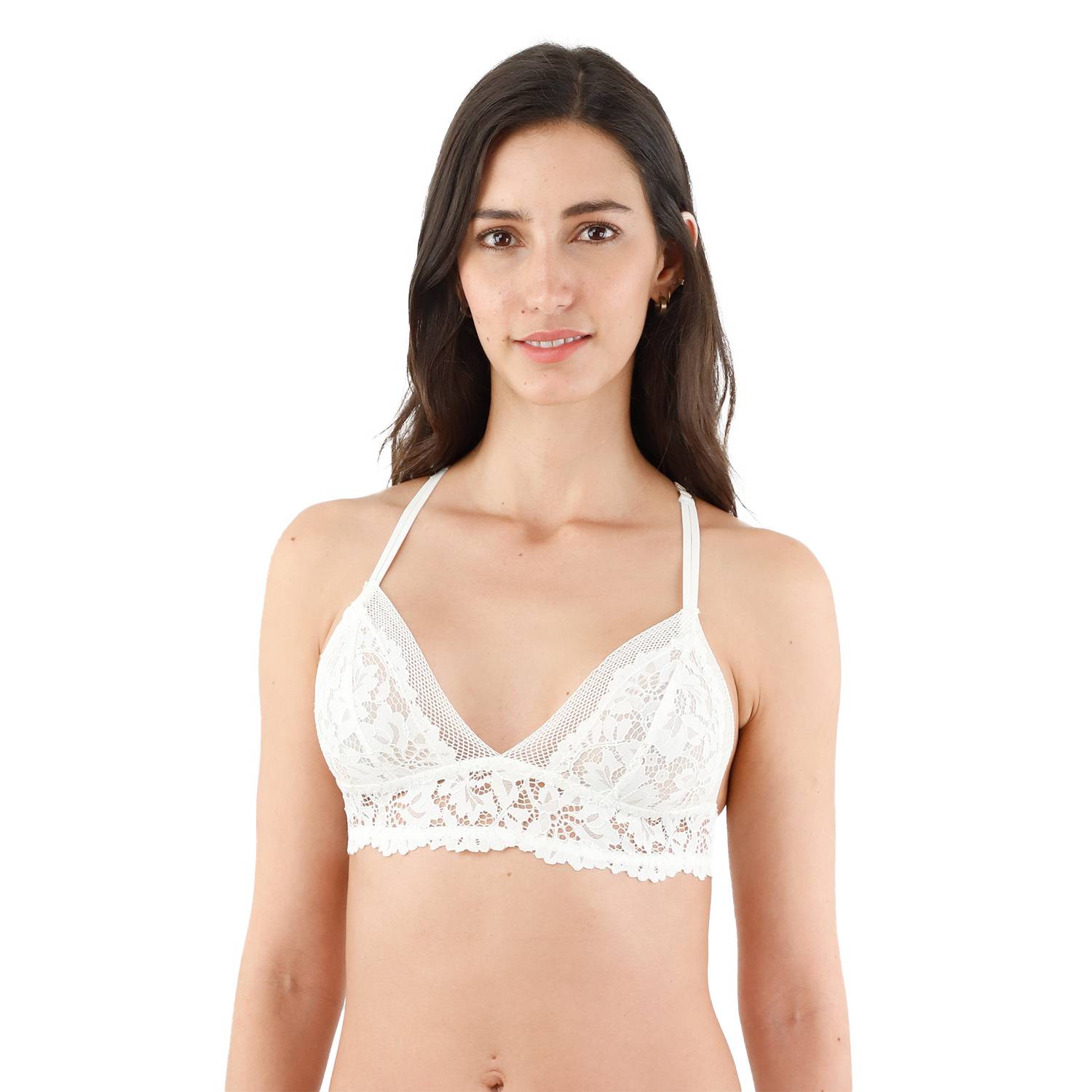 BRALETTE ELLIPSE SIN ARCO EN ENCAJE TOTAL COMODIDAD VINTAGE CRUDO. ELLIPSE