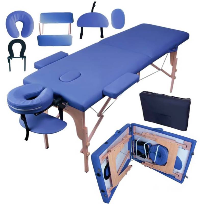 Camilla para masaje plegable portátil y reclinable color azul lenivé STAY  ELIT