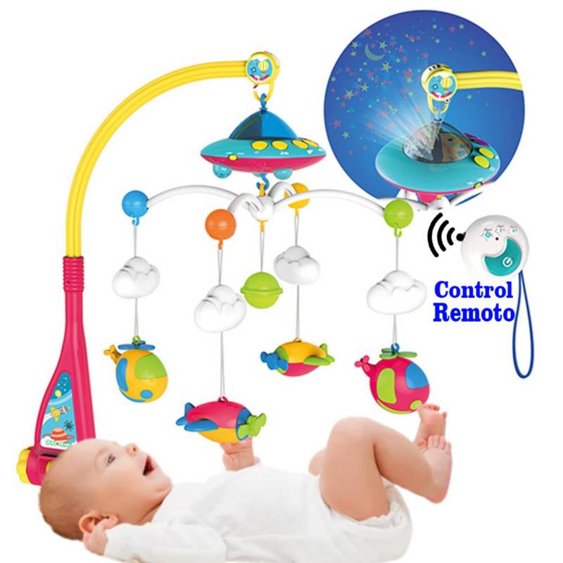 Movil Musical Cuna Bebe Con Proyector Y Control Remoto HUANGER