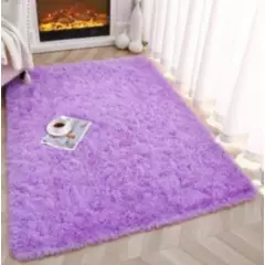 GENERICO - Tapete alfombra peluda Lila - tapete de peluche - 100 × 150 cm