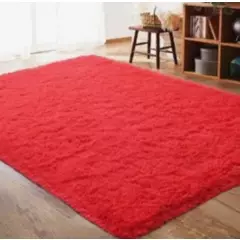 GENERICO - Tapete alfombra peluda Roja - tapete de peluche - 100 × 150 cm