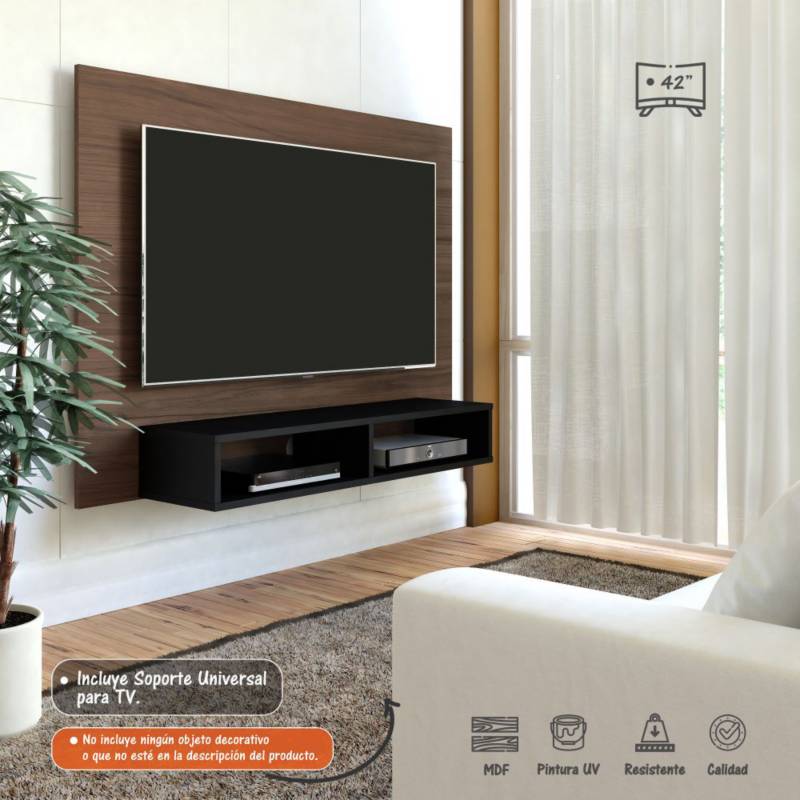 BERTOLINI - Mueble Panel para tv hasta 42” 120cm Incluye soporte de TV