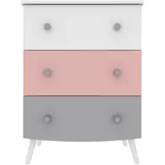 MULTI MOVEIS - Comoda 3 cajones blanco/gris/rosa para bebe
