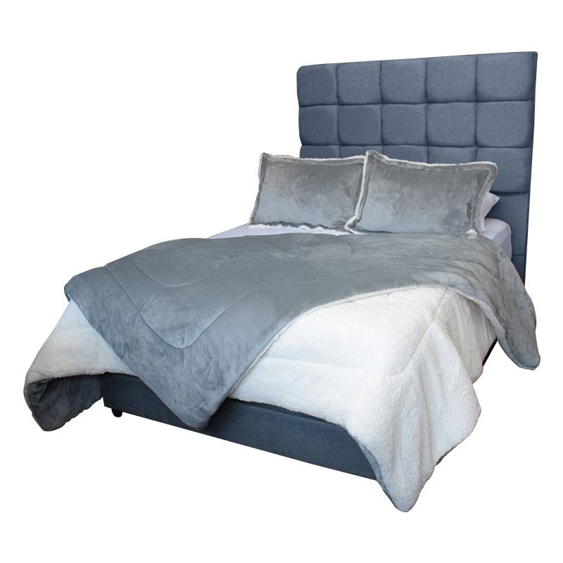 Colchón Semidoble 120x190 Espumado Macizo + Base Cama Entera + Cabecero + 2  Almohadas DORMILANDIA