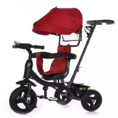 GENERICO - Triciclo paseador con guía bebe niño niña infantil paseador rojo 6041