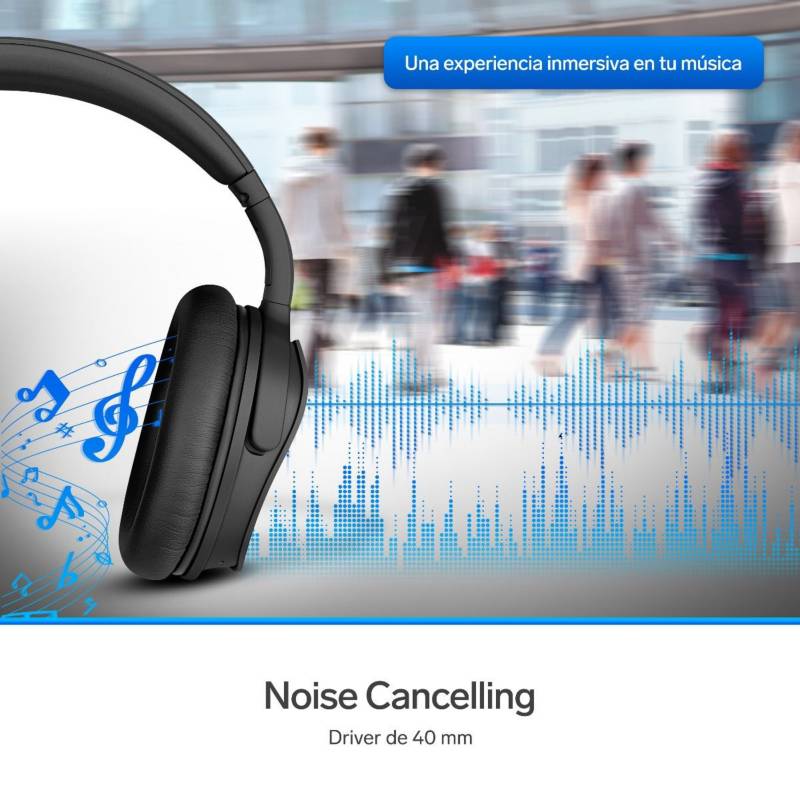 Audífonos Bluetooth con cancelación de ruido, negros