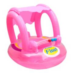 VITTORIA - Bote flotador inflable techo rosado niña para bebé piscina