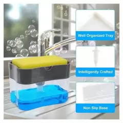 GENERAL - Dispensador de jabon liquido lavaplatos con esponja cocina