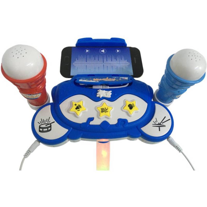 Karaoke doble microfono juguete luces y sonidos mp3 niños GENERICO