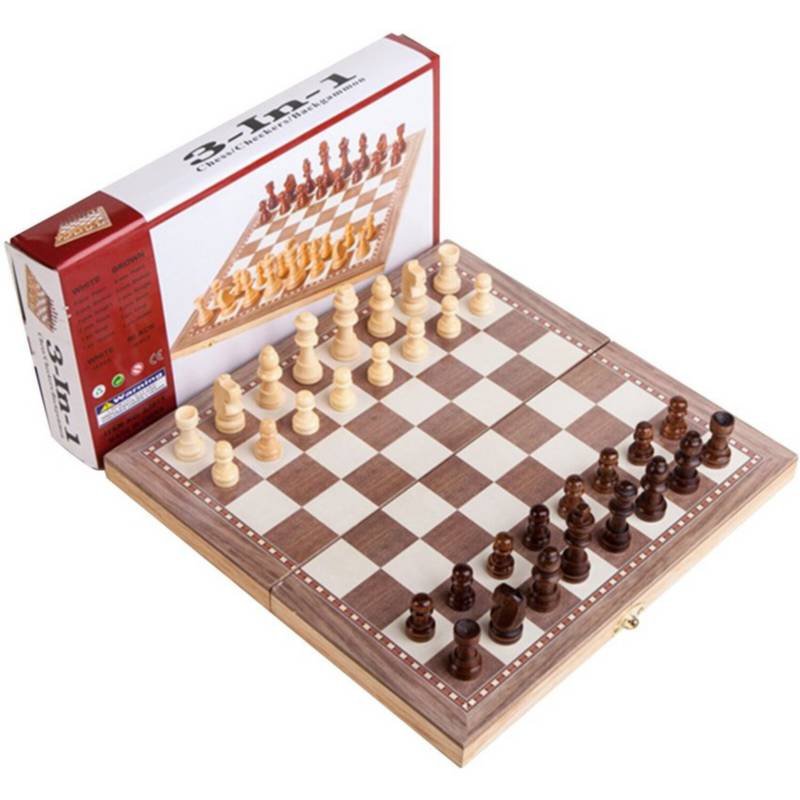 CB Games - Juego de Nesa 3 en 1 Ajedrez, damas y Backgammon