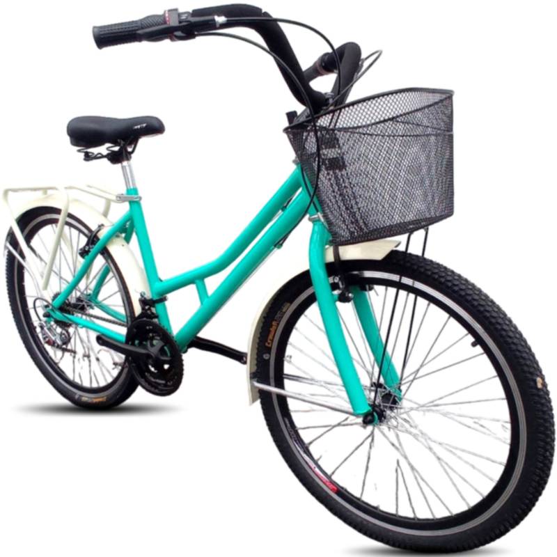 ATILA - Bicicleta playera Rin 26 18 cambios verde menta