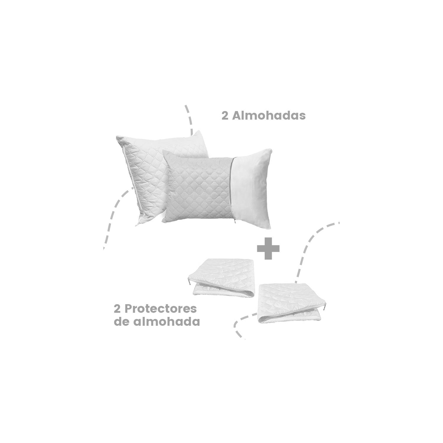 Set *2 Protectores de Almohadas Acolchada Blanco 50 cm*90 cm - lencicol
