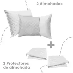LENCICOL - 2 Almohadas + 2 Protectores de Almohada Blanco