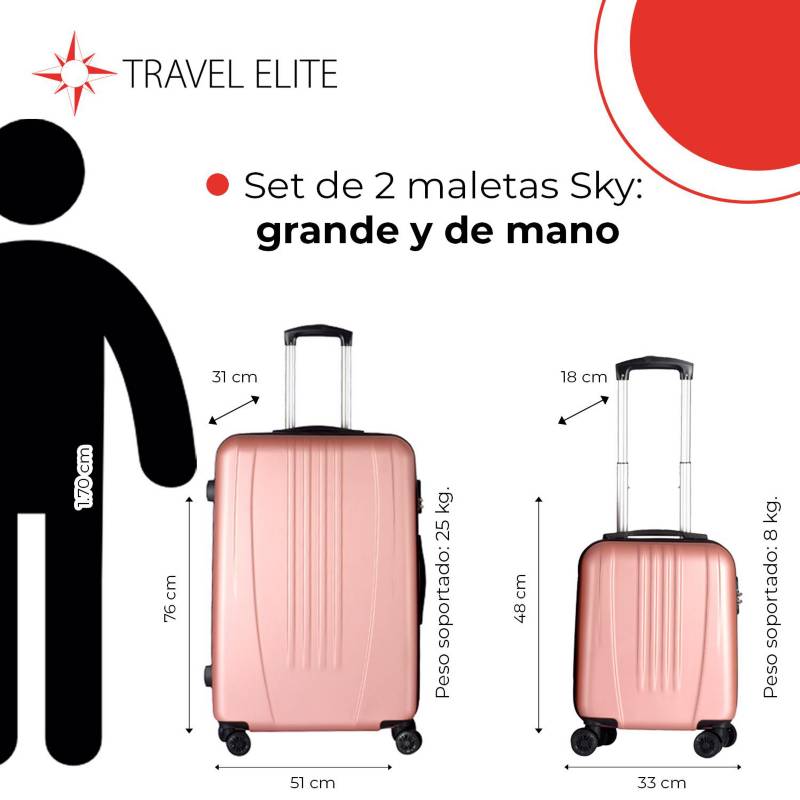 Maleta de viaje grande Travel Elite ABS Sky 28 pulgadas