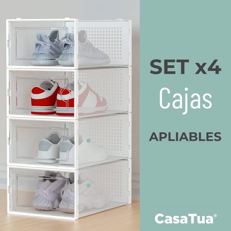 CASATUA Cajas Organizador de Zapatos Set 4 Zapatero Apilable CasaTua