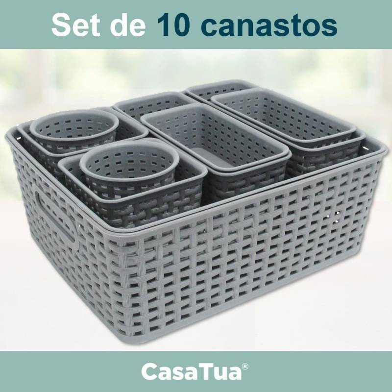 Canastas Cestas Organizadoras Set De 10 Cocina Baño Multiuso CASATUA