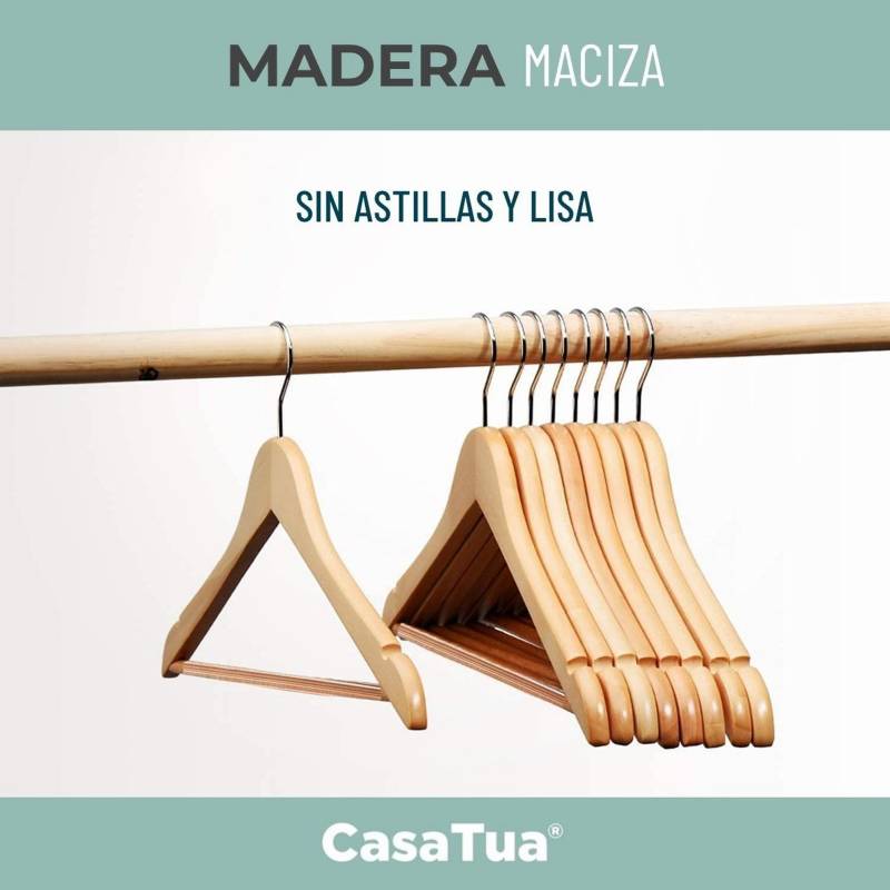 Set 8 Colgadores de Ropa de Madera