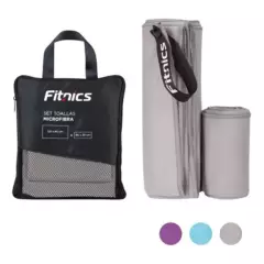 FITNICS - Toalla Microfibra Fitnics Set De 2 (120x60 +80x30) + Estuche - Gris