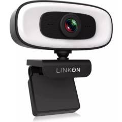 LINKON - Webcam Camara Web 2k Aro De Luz Microfono Tripode Cubrelente