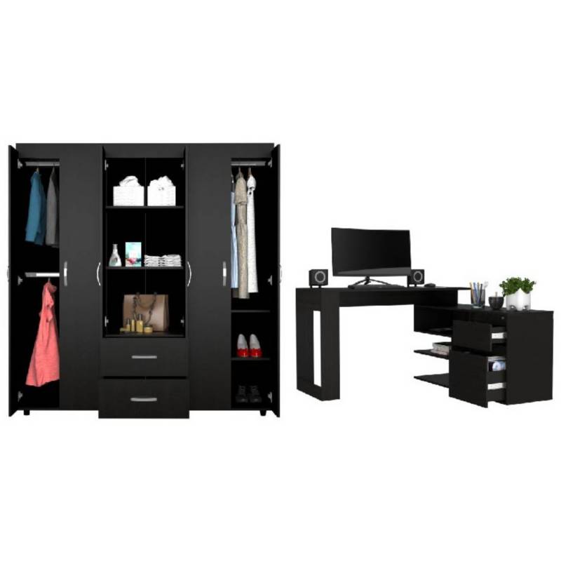 Combo para habitación japónica incluye closet y mesa de noche RTA MUEBLES