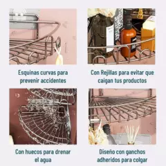 CASATUA - Esquinero Organizador Ducha Baño Adhesivo Set 2 Inoxidable - Plateado