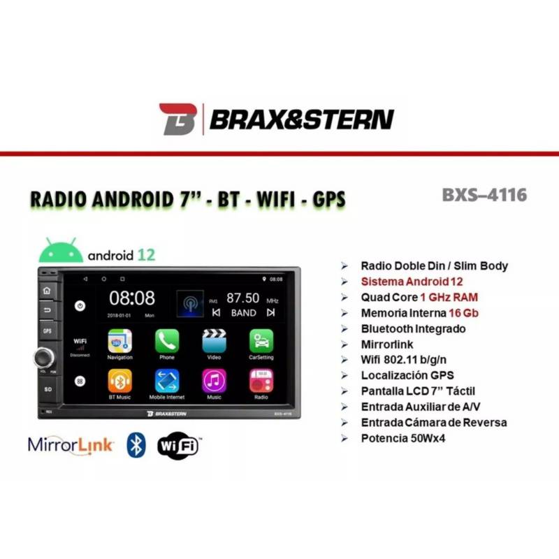 Radio Android 12 ,Pantalla 7 Pulgadas 2 DIN Wifi GPS + Cámara.