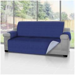 ENERGY PLUS - Forro protector de sofá y muebles reversible azul 3 Puestos