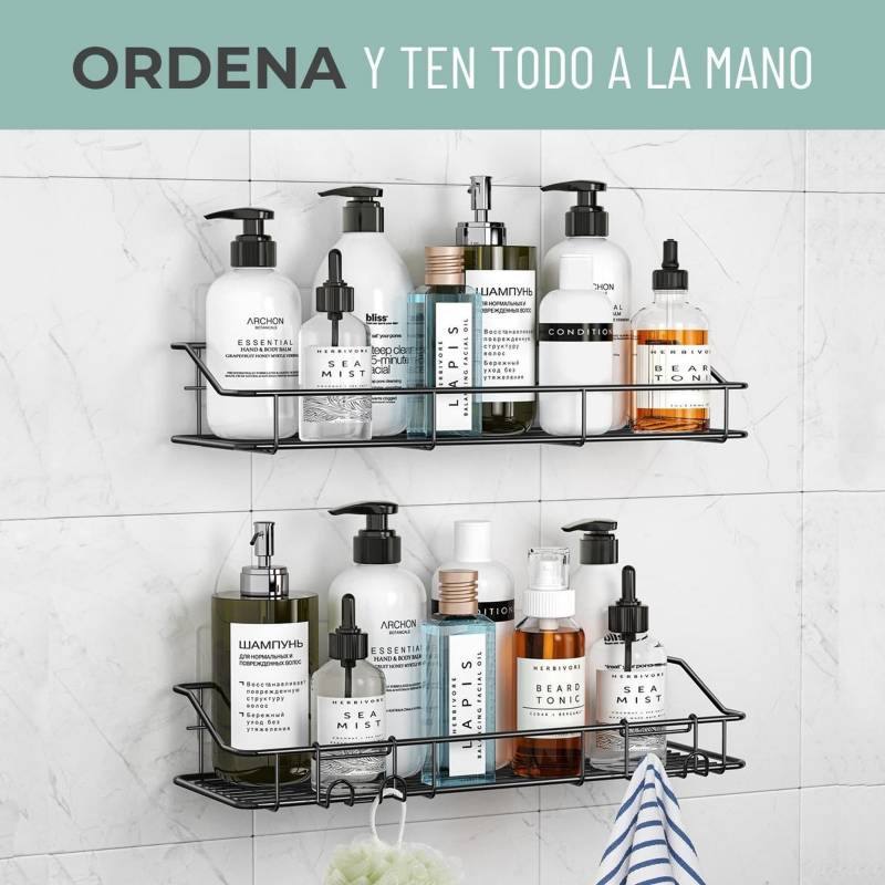 Organizador De Ducha Repisa Baño Adhesivo Set 2 Inoxidable GENERICO